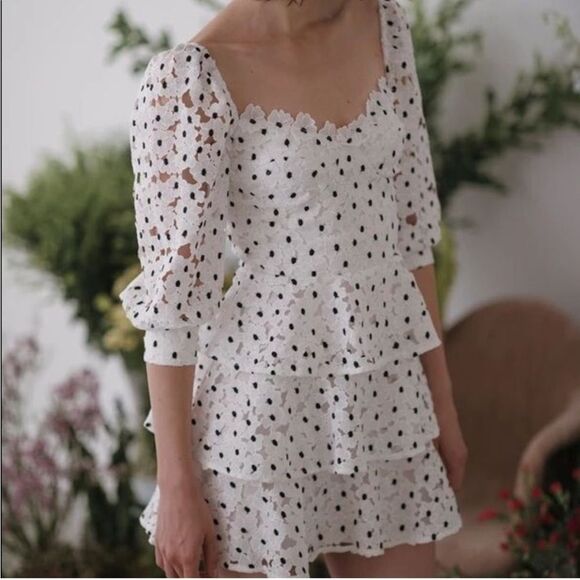 Sau Lee White and Black polka dot Dress size 4 - Picture 1 of 11